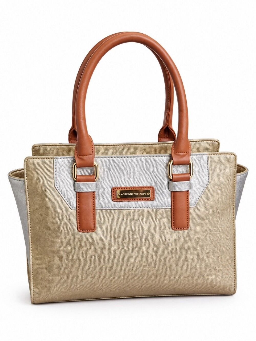 EUC Adrienne Vittadini women's gold & silver handbag, shoulder/crossbod